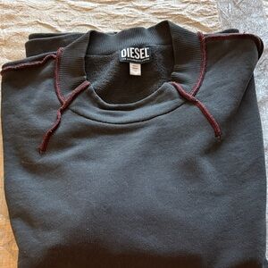 Diesel Men's Charcoal Sweater with Burgundy Trim